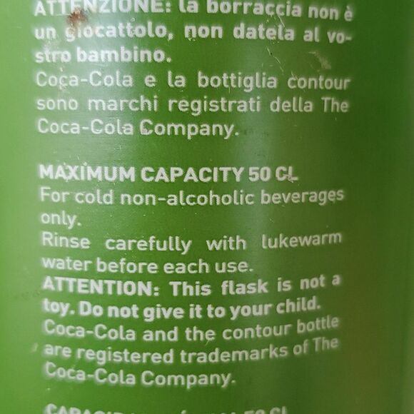 Coca-Cola Lime Green Flask 50 CL 16.9 oz. - Picture 10 of 10